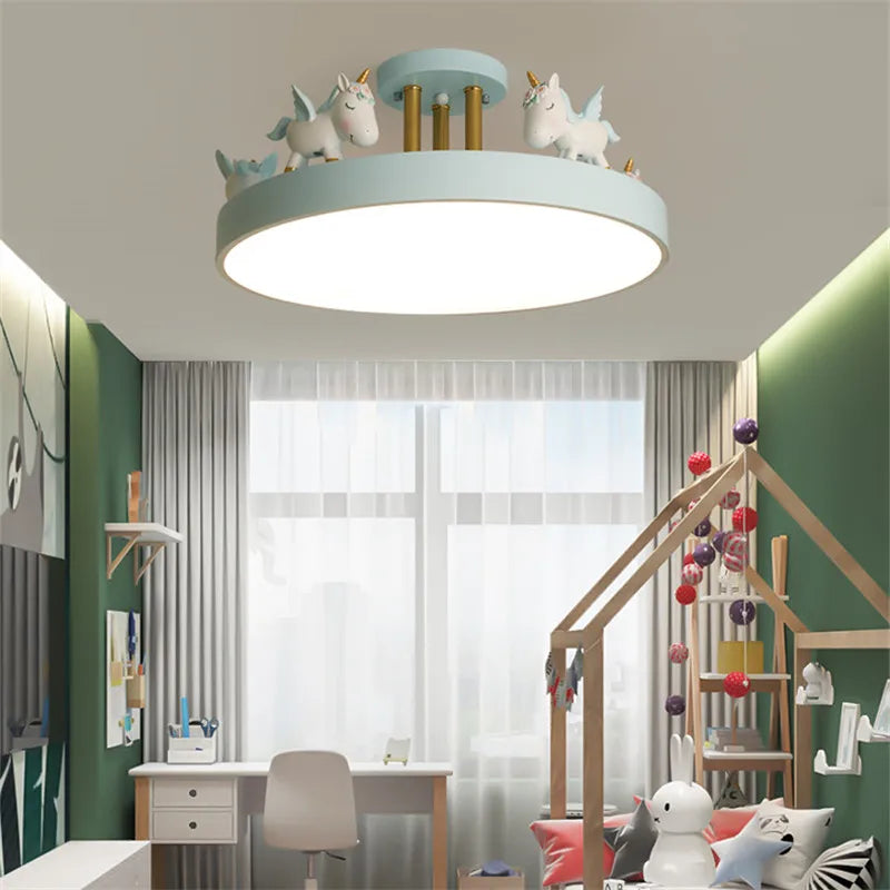 plafonnier licorne lampe enfant décoration lumineuse en résine - vue 4 sur 9