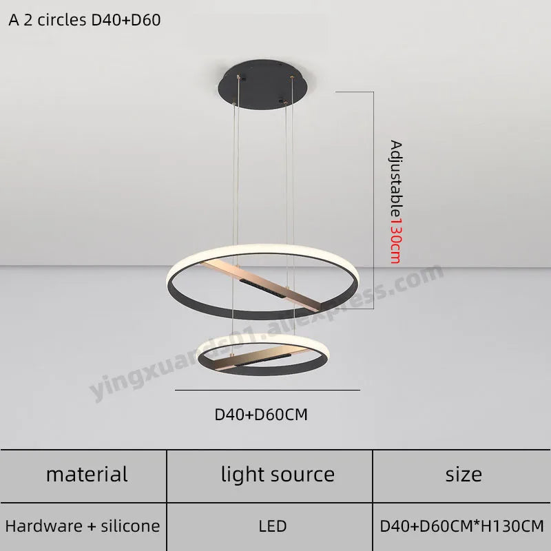 lustre moderne à anneau rond pour éclairage intérieur