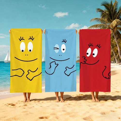 serviette de plage barbapapa cartoon douce séchage rapide - vue 3 sur 7