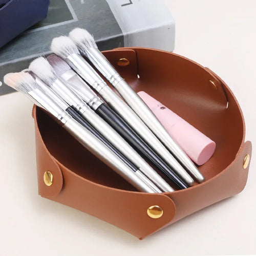 plateau en cuir pliable pour rangement et organisation - vue 4 sur 9