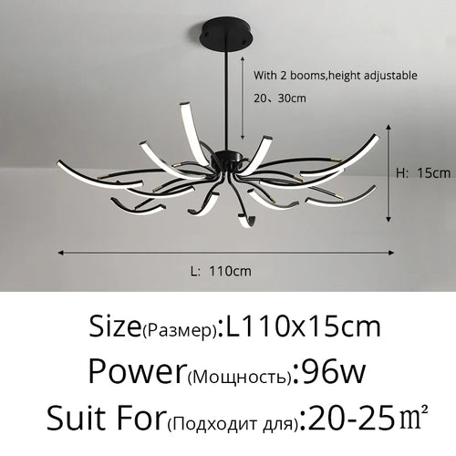 lustre led moderne éclairage intérieur lampes luminaires - vue 12 sur 18