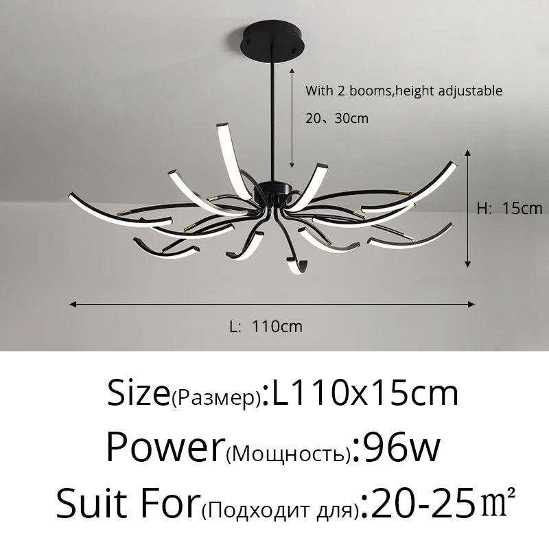 lustre led moderne éclairage intérieur lampes luminaires - vue 12 sur 18