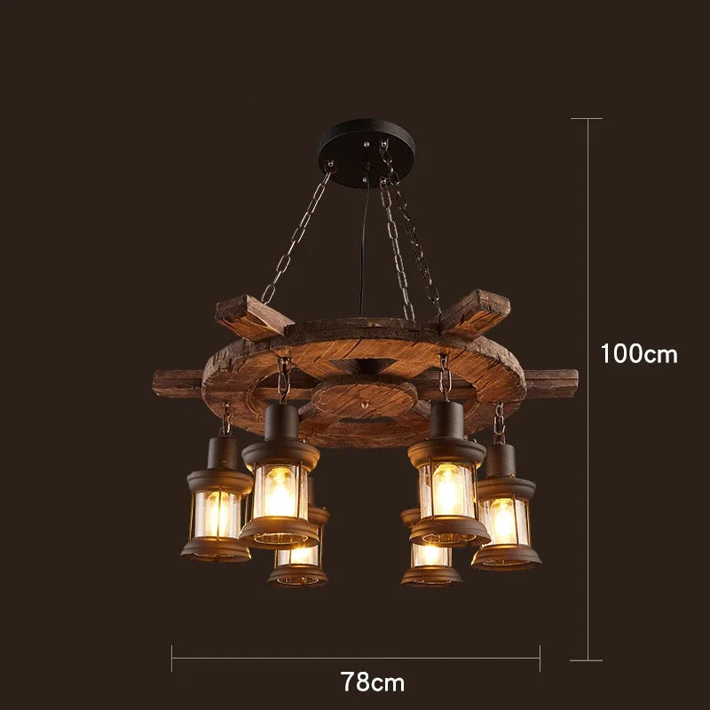 Lustre LED rétro industriels antiques LOFT Bar Vintage Art bois E27 - vue 19 sur 24