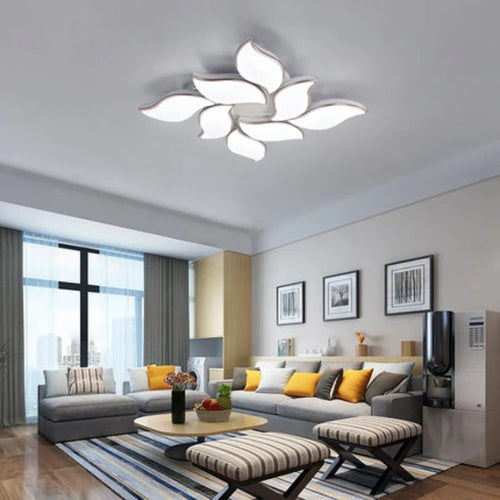 lustre décoratif moderne avec télécommande et motif floral - vue 6 sur 6