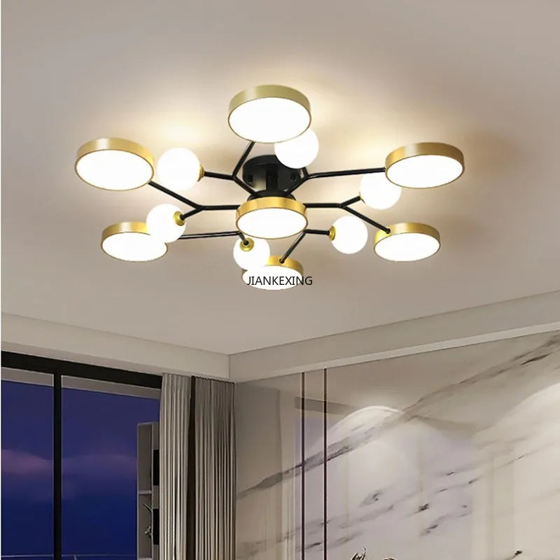 lustre led moderne en boule de verre pour décoration maison - vue 5 sur 10
