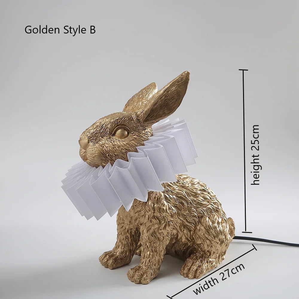 lampe de table créative en résine avec écharpe de lapin décorative - vue 10 sur 15