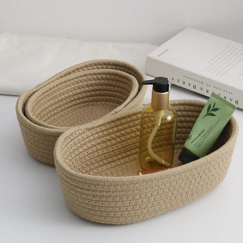 paniers de rangement en corde de coton nordique pour organisation - vue 4 sur 8