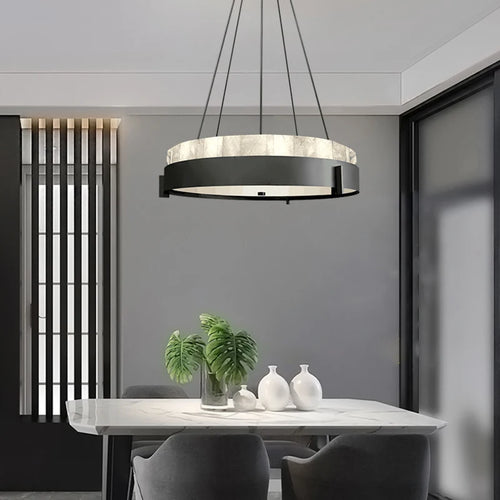 lustre moderne en marbre avec éclairage led créatif intérieur - vue 4 sur 7
