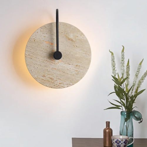 applique murale vintage en pierre naturelle ronde éclairage intérieur led - vue 5 sur 6