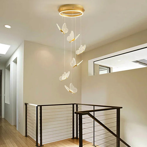 lustre papillon transparent design nordique suspension led - vue 3 sur 17