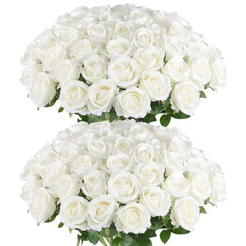 lot de 50 roses artificielles en soie pour décoration et événements festifs - vue 15 sur 24