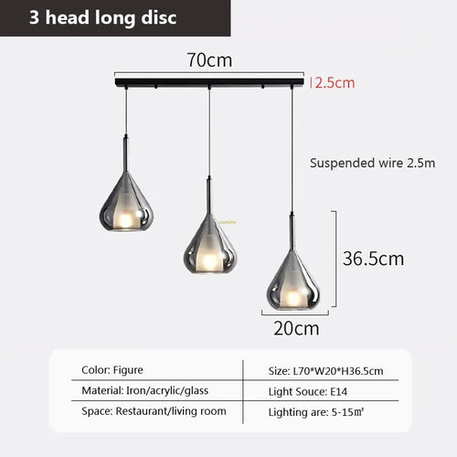 suspension en verre à plusieurs têtes pour intérieur moderne - vue 23 sur 23