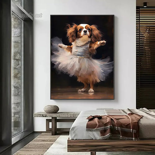 portraits de ballerine de chien art abstrait mural kawaii - vue 6 sur 26