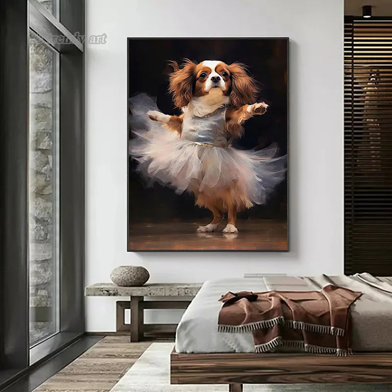 portraits de ballerine de chien art abstrait mural kawaii - vue 5 sur 26