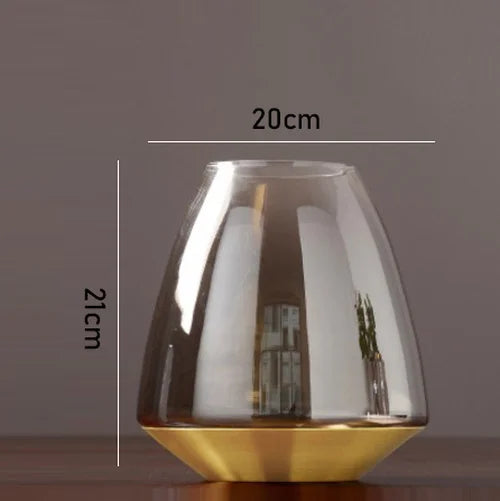 vase en verre moderne avec base métallique pour décoration florale - vue 7 sur 9