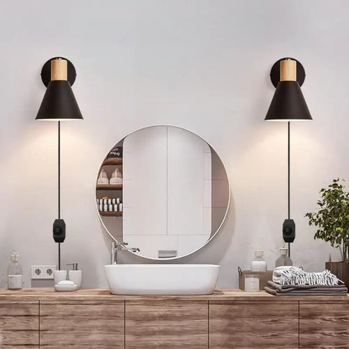 applique murale led industrielle réglable avec prise et interrupteur - vue 3 sur 9