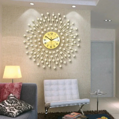 horloge murale créative en métal design européen silencieuse - vue 4 sur 9