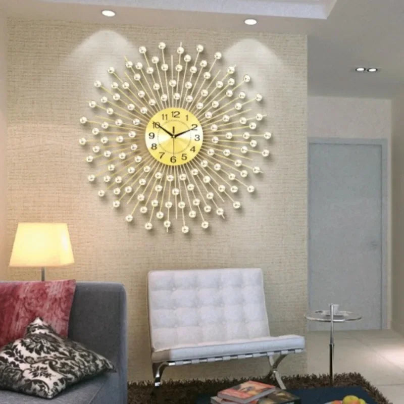 horloge murale créative en métal design européen silencieuse - vue 3 sur 9