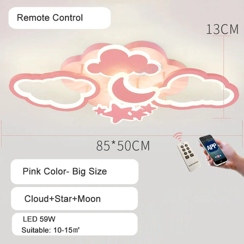 lustre led moderne en forme de lune étoile nuage pour enfants - vue 13 sur 25