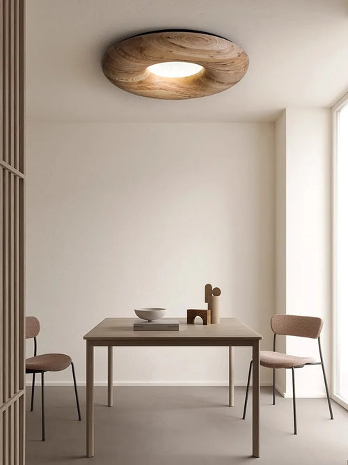 plafonnier led design rétro moderne en bois grand lustre - vue 4 sur 9
