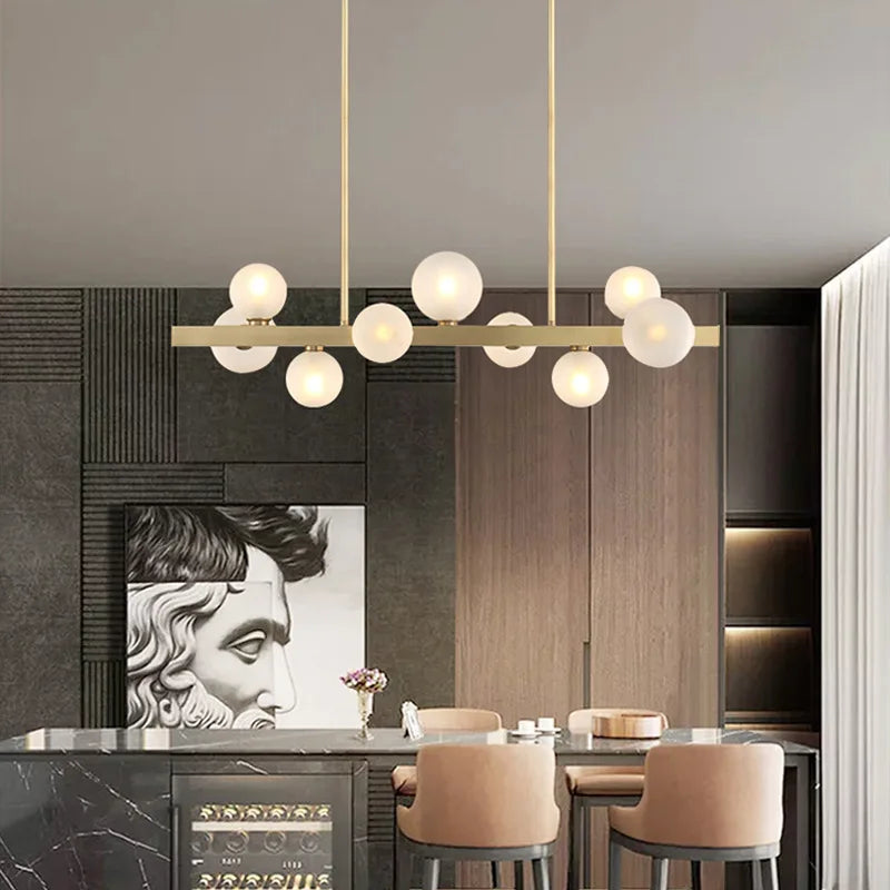 lustre italien moderne led minimaliste en cuivre pour bar café - vue 6 sur 12