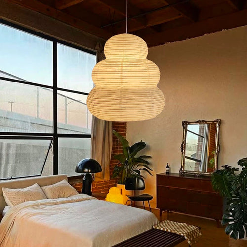 Noguchi Yong suspension lumières Akari Wabi-sabi plafonnier japonais papier de riz lustre pour salon décor à la maison suspension - vue 2 sur 9