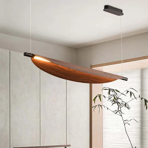 lustre japonais en bois de noyer style rétro pour décoration intérieure - vue 3 sur 10