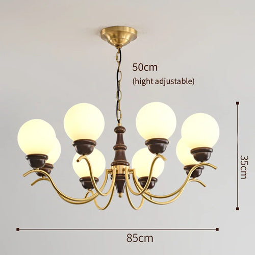 Lustre Luxe cuivre LED verre rond salon chambre décor intérieur salle à manger - vue 10 sur 12
