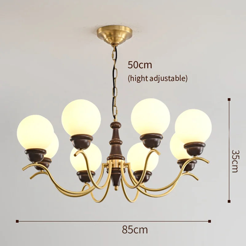 Lustre Luxe cuivre LED verre rond salon chambre décor intérieur salle à manger - vue 9 sur 12
