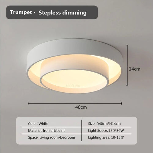 Plafonnier moderne led minimaliste blanc double rond - vue 11 sur 18