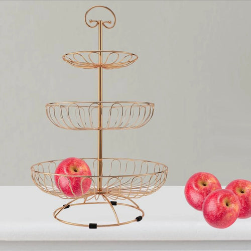 corbeille à fruits à trois niveaux en fil métallique - vue 4 sur 11