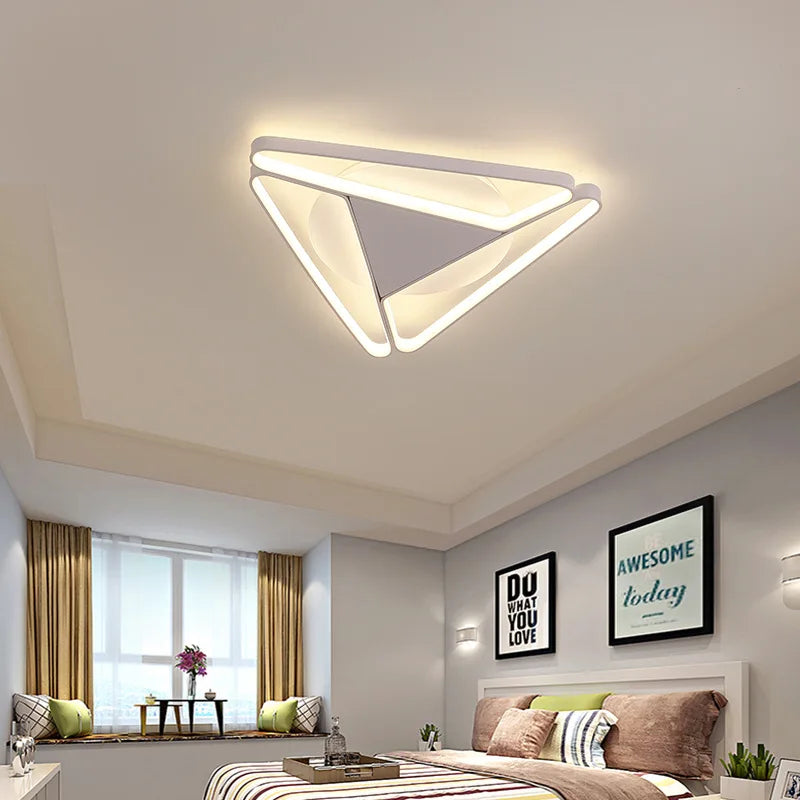 2023 Modern Triangular Aluminum LED Chandelier, Living Room Bedroom Chandelier, Home Decoration Kitchen Chandelier - vue 2 sur 12
