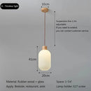 Suspension à rayures en verre blanc nordique lustre de Restaurant en bois Simple pour salle à manger cuisine chevet lampe suspendue au plafond