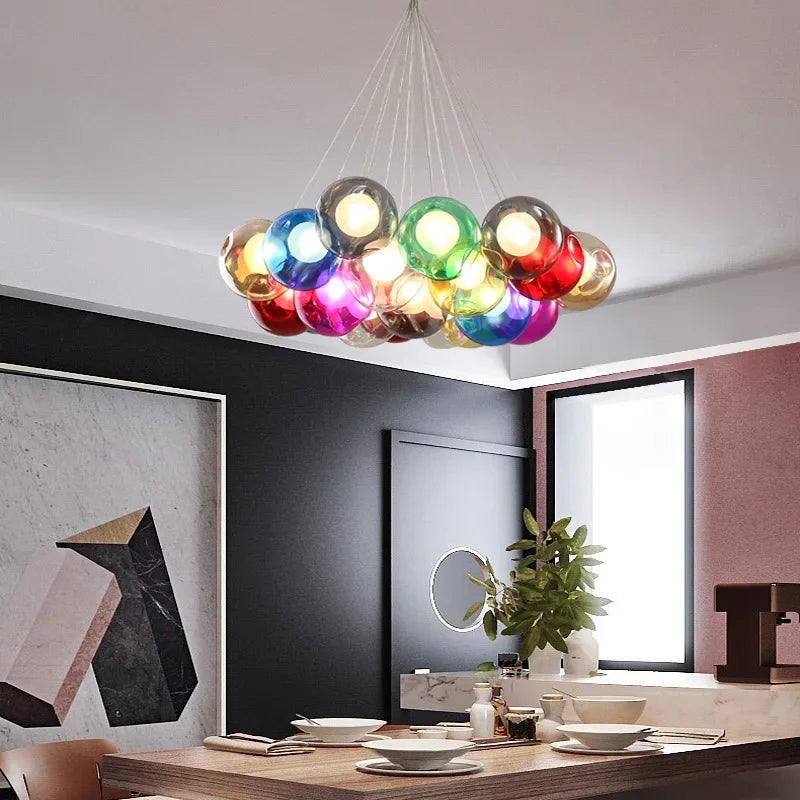lustre moderne en verre à bulles led pour magasins - vue 4 sur 14