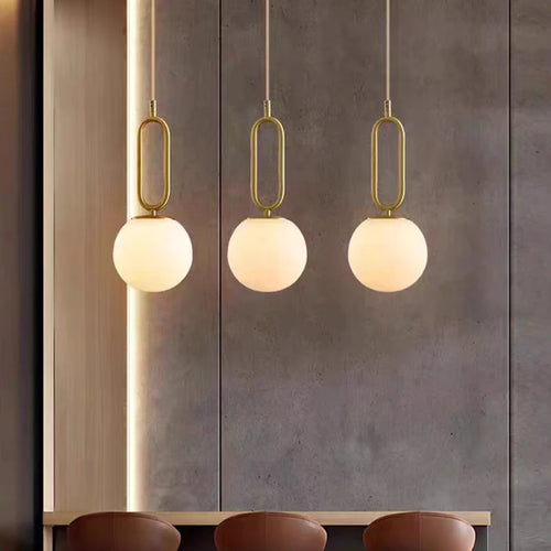 lampe suspendue led en laiton et marbre naturel décorative réglable - vue 3 sur 8