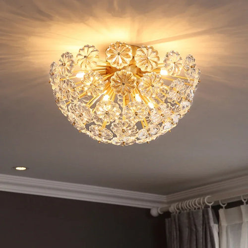 lustre en cristal pissenlit rond en cuivre pour décoration artistique - vue 6 sur 12