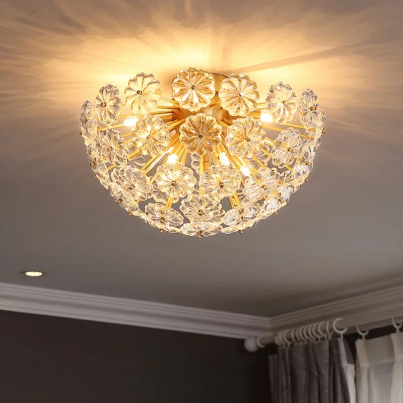lustre en cristal pissenlit rond en cuivre pour décoration artistique - vue 5 sur 12