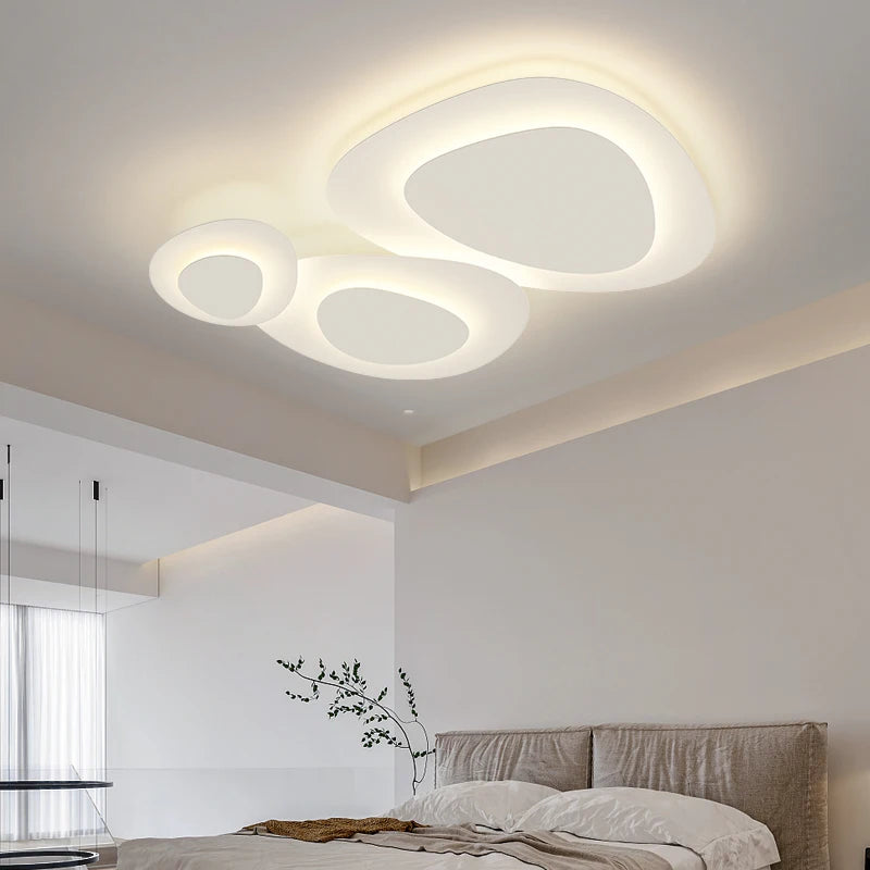Anneaux annuels modernes LED lustre intérieur salon ondulation forme meubles de maison décoration fer blanc corps couleur lampe éclairage - vue 4 sur 14