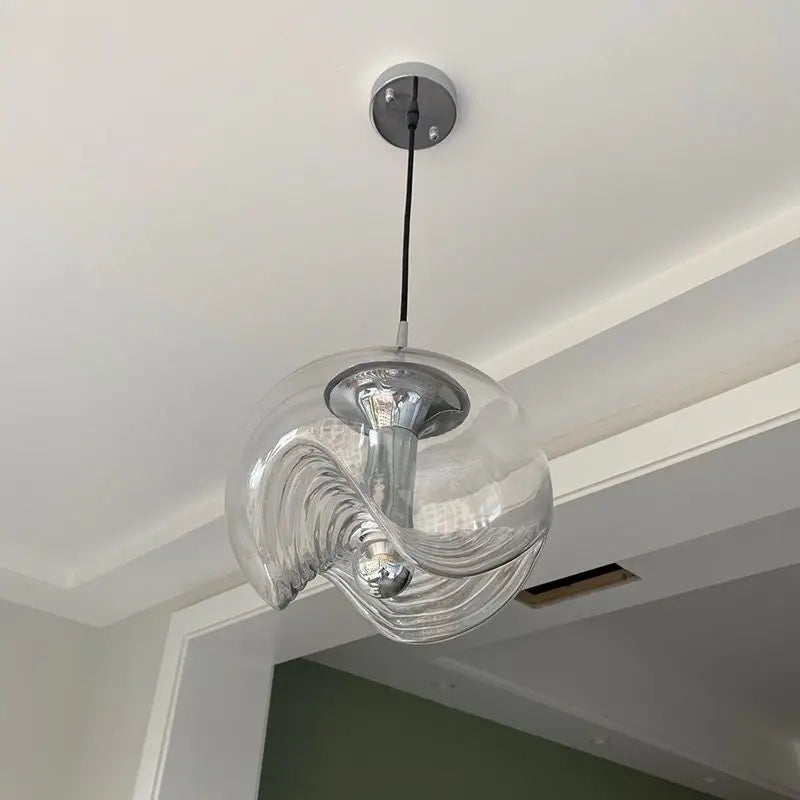 plafonnier bauhaus en verre avec ondulation led moderne - vue 5 sur 12