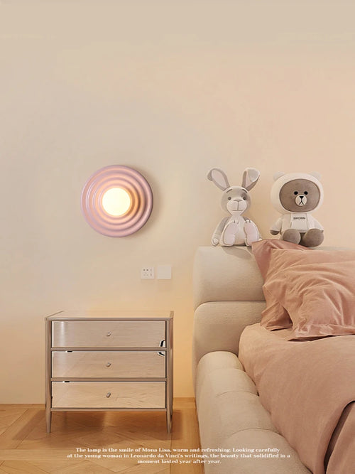 applique murale led rétro en résine luminaire mural rond - vue 6 sur 10
