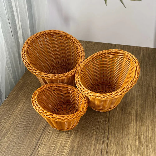 panier en rotin tissé pour fruits et rangement décoratif - vue 2 sur 9