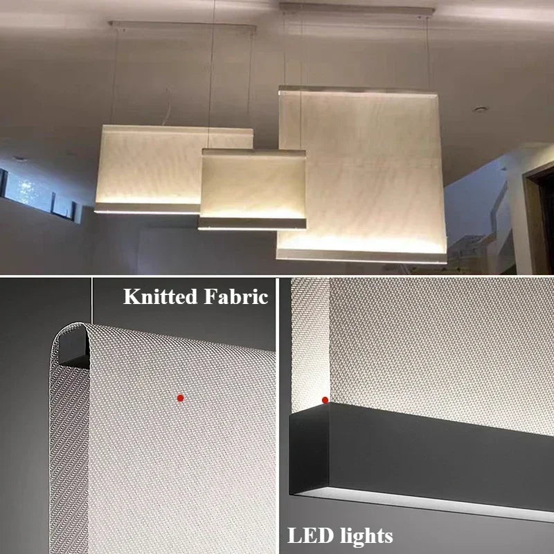 lustre moderne en tissu tricoté design nordique éclairage intérieur - vue 6 sur 17