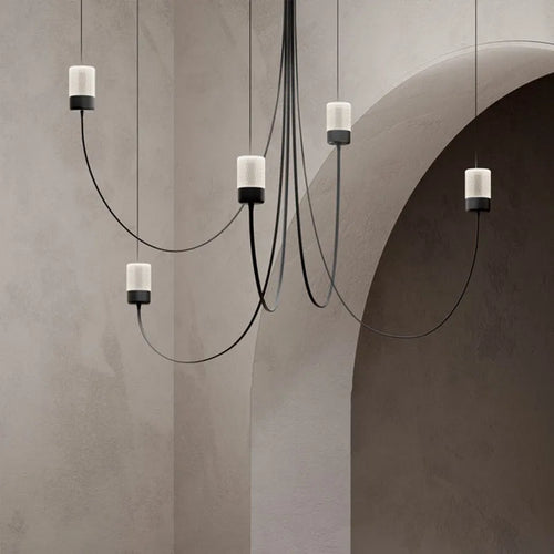 lustre minimaliste design éclairage led abat-jour en verre cristal - vue 4 sur 7
