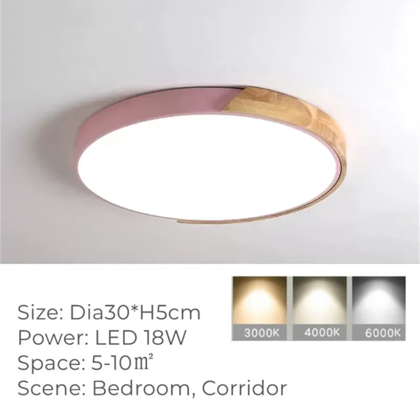 plafonnier chinois Ultra-mince rond en Grain de bois - vue 15 sur 16