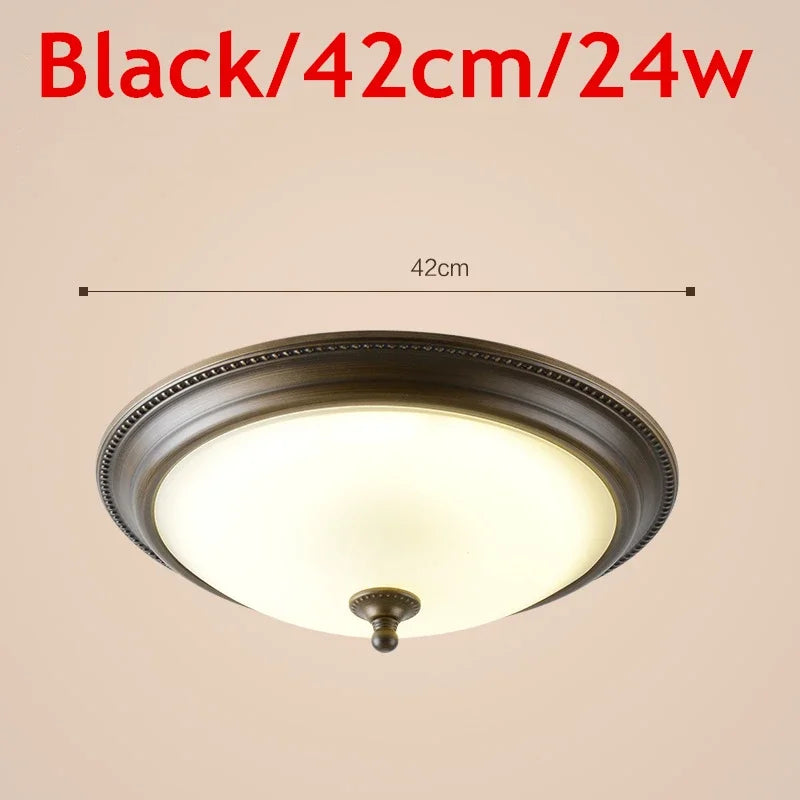 Plafonnier rond or/noir/Bronze plafonnier verre dépoli pour couloir salon cuisine LED lumineuse éclairage 110/220V - vue 12 sur 18