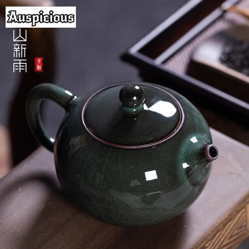 Theiere artisanale celadon craquele 300ml style longquan luxe - vue 7 sur 7