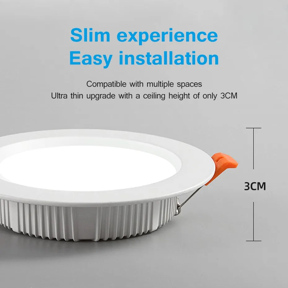 plafonniers ultra minces encastrés led spots d'intérieur panneau lumineux rond - vue 2 sur 5