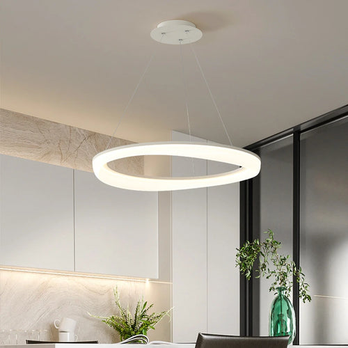 lustre circulaire à led design nordique moderne et créatif - vue 6 sur 20