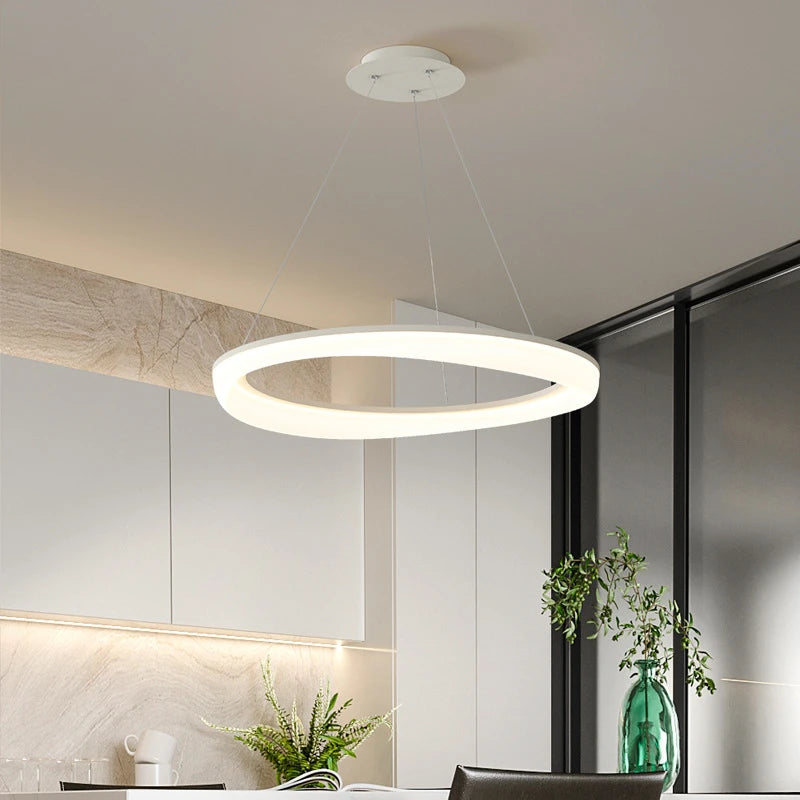 lustre circulaire à led design nordique moderne et créatif - vue 5 sur 20