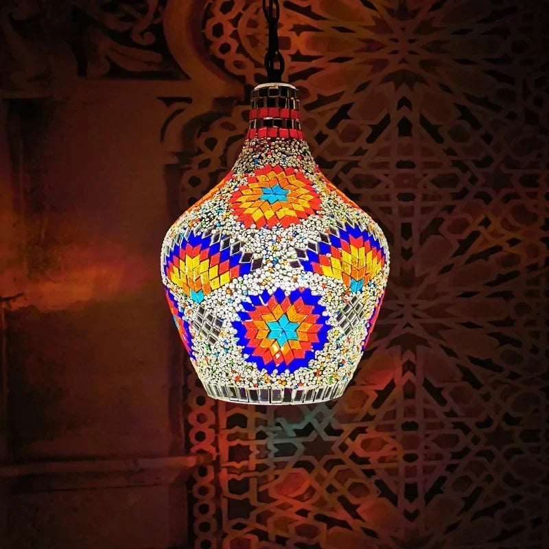 lustre en vase d'art bohème pour décoration intérieure artisanale - vue 13 sur 13